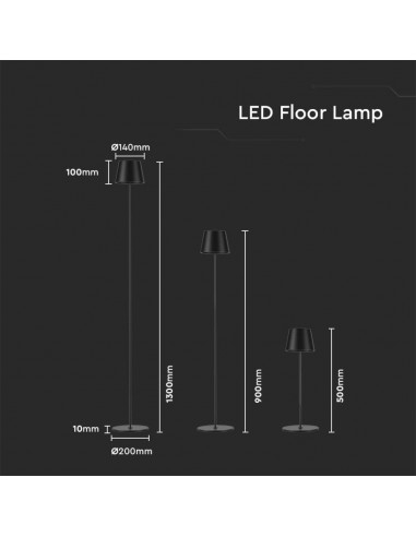 7009-Piantana LED  Colore Nero in Alluminio con Touch Dimmerabile Altezza regolabile in  IP-3