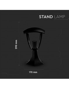 7057-Piantana LED da Giardino a Lanterna Fissaggio a Terra con Portalampada E Max  Colore Nero IP-1 2