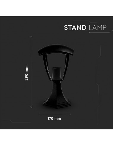 7057-Piantana LED da Giardino a Lanterna Fissaggio a Terra con Portalampada E Max  Colore Nero IP-2