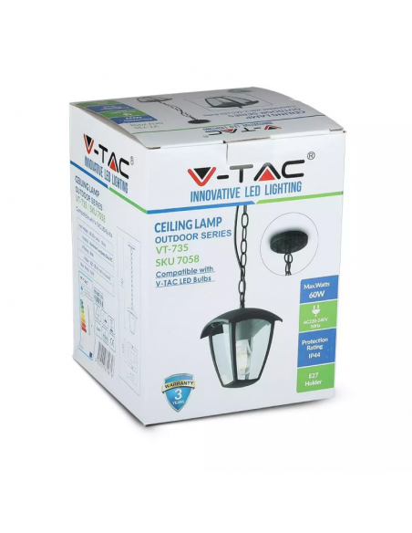 7058-Lampada LED da Soffitto a Lanterna con Portalampada E Max  Colore Nero l cm IP-2