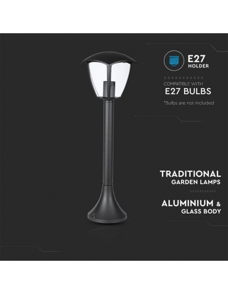 7059-Lampada LED da Terra a Lanterna con Portalampada E Max  Colore Nero hcm IP-6