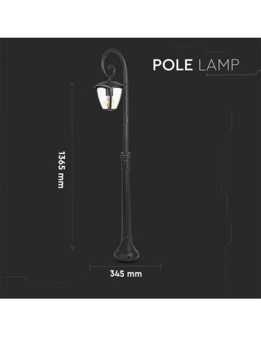 7060-Lampione LED con Portalampada E Max  Colore Nero h cm IP-2