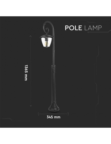 7060-Lampione LED con Portalampada E Max  Colore Nero h cm IP-2