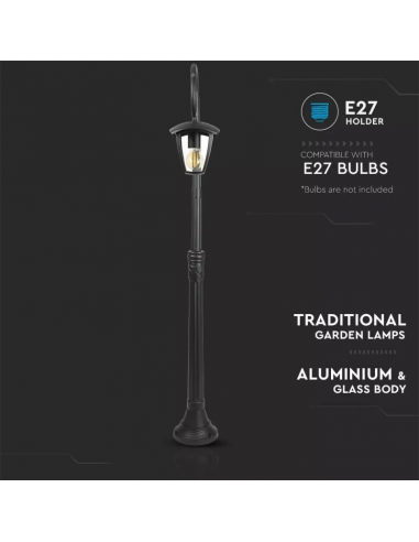 7060-Lampione LED con Portalampada E Max  Colore Nero h cm IP-6