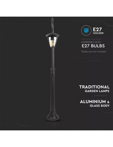 7060-Lampione LED con Portalampada E Max  Colore Nero h cm IP-6