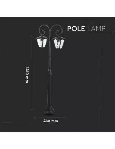 7061-Lampione LED con Portalampada E Max x Colore Nero h cm IP-2