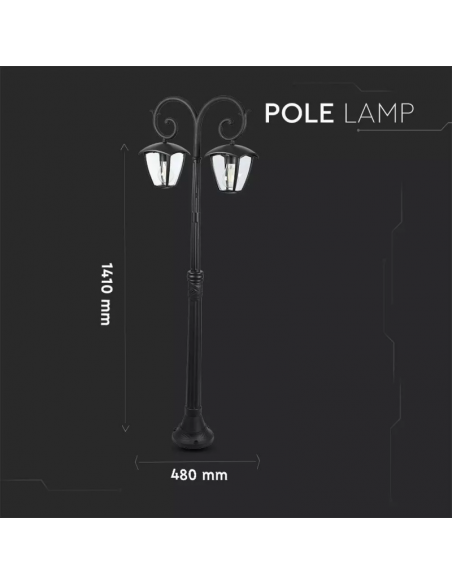 7061-Lampione LED con Portalampada E Max x Colore Nero h cm IP-2