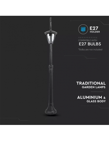 7061-Lampione LED con Portalampada E Max x Colore Nero h cm IP-5