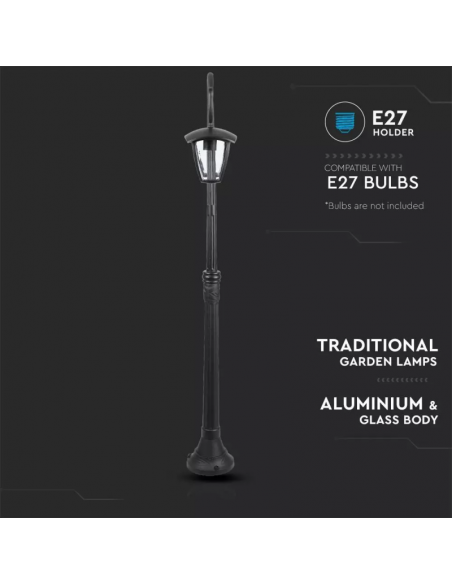 7061-Lampione LED con Portalampada E Max x Colore Nero h cm IP-5