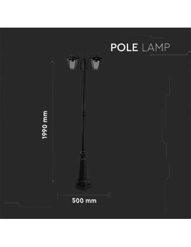 7062-Lampione LED con Portalampada E Max x Colore Nero h cm IP-2