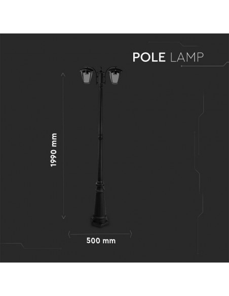 7062-Lampione LED con Portalampada E Max x Colore Nero h cm IP-2