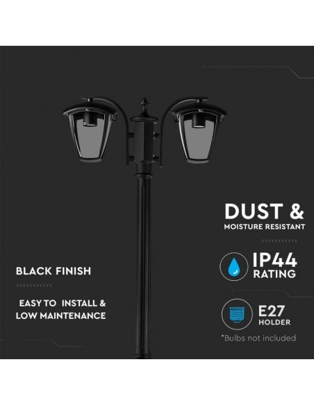 7062-Lampione LED con Portalampada E Max x Colore Nero h cm IP-5