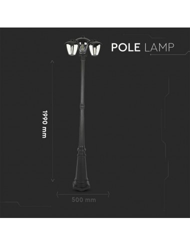 7063-Lampione LED con Portalampada E Max x Colore Nero h cm IP-2