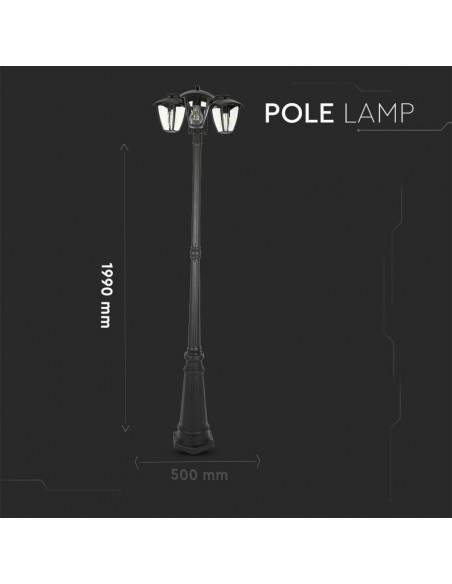 7063-Lampione LED con Portalampada E Max x Colore Nero h cm IP-2