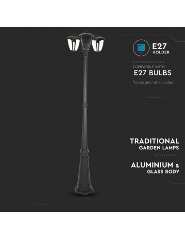 7063-Lampione LED con Portalampada E Max x Colore Nero h cm IP-5