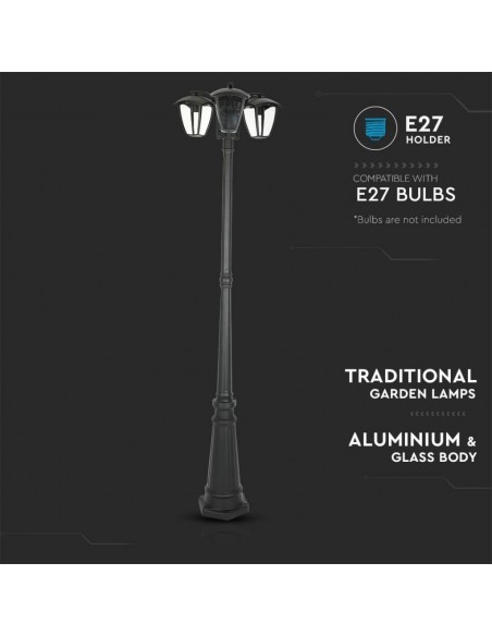 7063-Lampione LED con Portalampada E Max x Colore Nero h cm IP-5