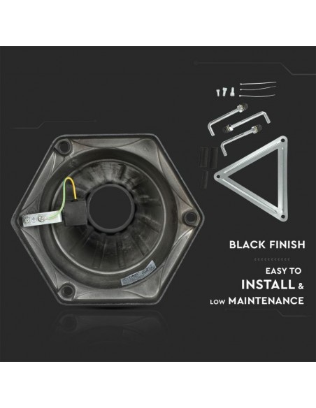 7063-Lampione LED con Portalampada E Max x Colore Nero h cm IP-6