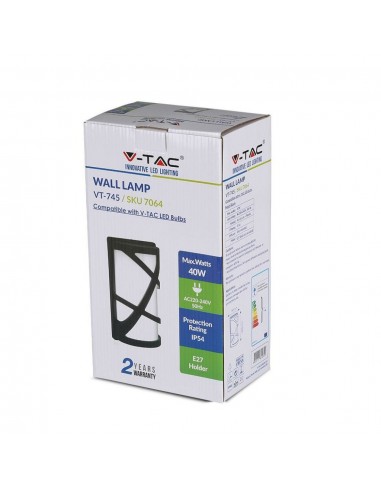 7064-Applique da Giardino con Portalampada E Max  Colore Nero Opaco IP-2