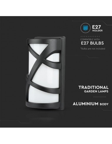 7064-Applique da Giardino con Portalampada E Max  Colore Nero Opaco IP-6