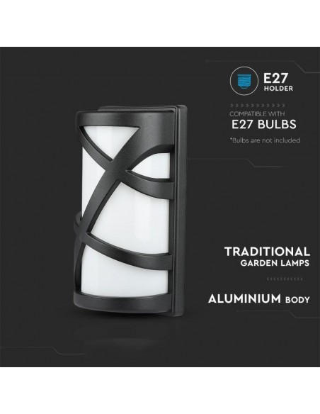 7064-Applique da Giardino con Portalampada E Max  Colore Nero Opaco IP-6