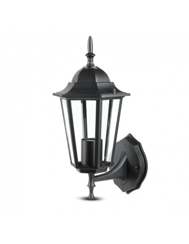 7066-Lampada LED da Muro a Lanterna con Portalampada E Max  Attacco verso l'alto Colore Nero IP-1