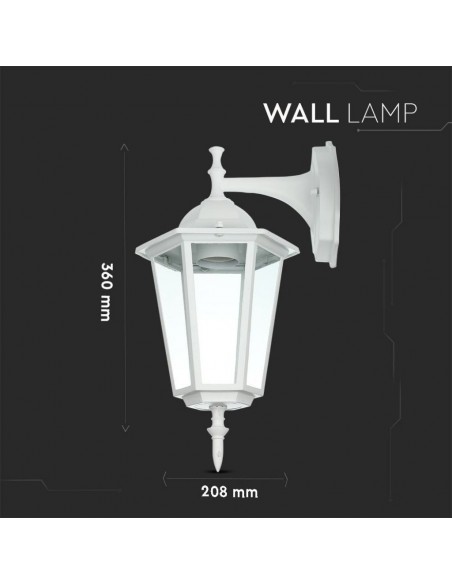 7069-Lampada LED da Muro a Lanterna con Portalampada E Max  Attacco verso il basso Colore Bianco IP-3