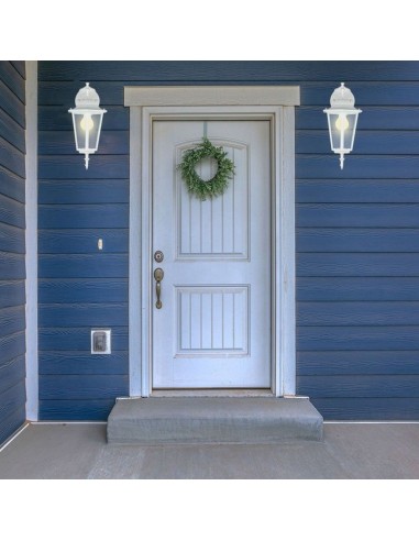 7069-Lampada LED da Muro a Lanterna con Portalampada E Max  Attacco verso il basso Colore Bianco IP-4