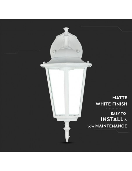 7069-Lampada LED da Muro a Lanterna con Portalampada E Max  Attacco verso il basso Colore Bianco IP-6