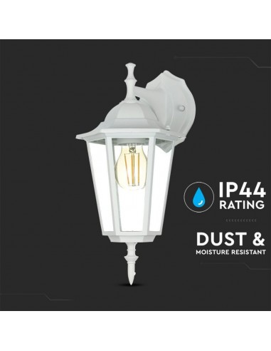 7069-Lampada LED da Muro a Lanterna con Portalampada E Max  Attacco verso il basso Colore Bianco IP-7