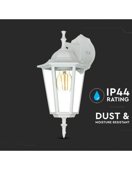7069-Lampada LED da Muro a Lanterna con Portalampada E Max  Attacco verso il basso Colore Bianco IP-7
