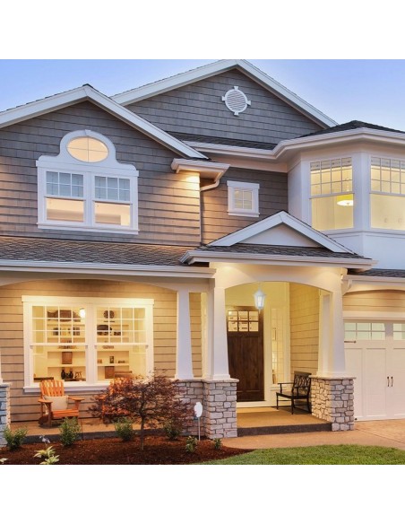 7073-Lampadario LED da Giardino a Sospensione in Alluminio con Portalampada EMax  Colore Bianco Opaco IP-5