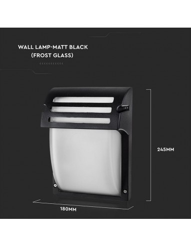 7076-Lampada LED da Muro con Portalampada E Max  Colore Nero Vetro Satinato IP-3