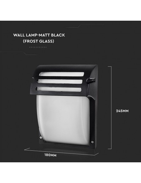 7076-Lampada LED da Muro con Portalampada E Max  Colore Nero Vetro Satinato IP-3