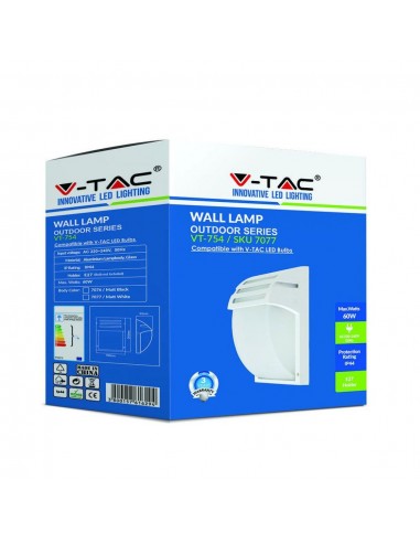 7077-Lampada LED da Muro con Portalampada E Max  Colore Bianco Vetro Satinato IP-2