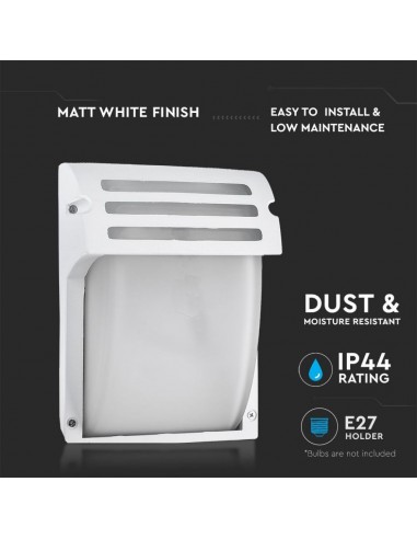 7077-Lampada LED da Muro con Portalampada E Max  Colore Bianco Vetro Satinato IP-5