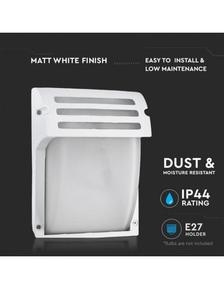 7077-Lampada LED da Muro con Portalampada E Max  Colore Bianco Vetro Satinato IP-5