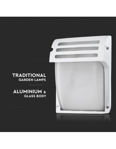 7077-Lampada LED da Muro con Portalampada E Max  Colore Bianco Vetro Satinato IP-6