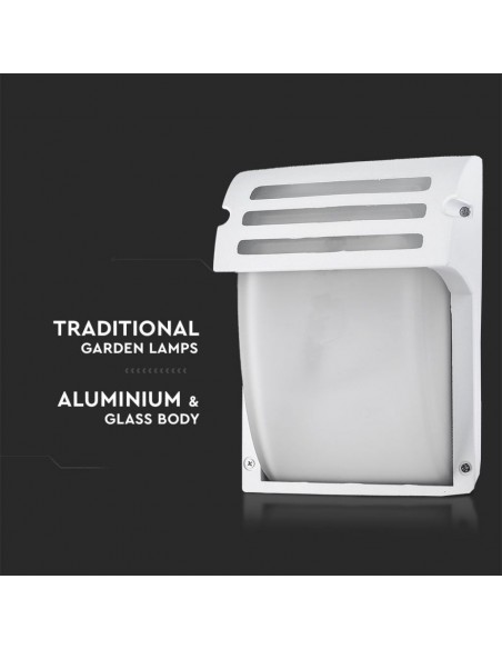 7077-Lampada LED da Muro con Portalampada E Max  Colore Bianco Vetro Satinato IP-6