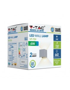 7080-Lampada LED da Muro Quadrata Doppio LED COB  LM/W Colore Grigio Satinato Fascio Luminoso Regolabile  -1 2