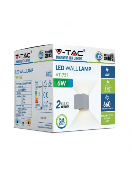 7080-Lampada LED da Muro Quadrata Doppio LED COB  LM/W Colore Grigio Satinato Fascio Luminoso Regolabile  -2