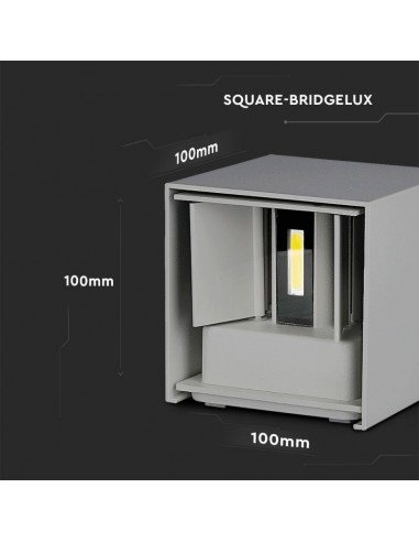 7080-Lampada LED da Muro Quadrata Doppio LED COB  LM/W Colore Grigio Satinato Fascio Luminoso Regolabile  -3