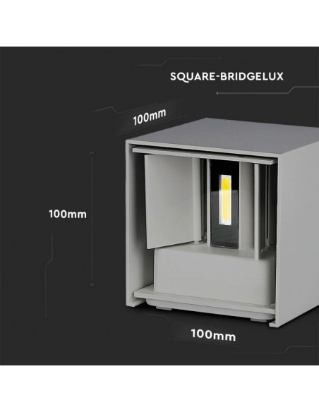 7080-Lampada LED da Muro Quadrata Doppio LED COB  LM/W Colore Grigio Satinato Fascio Luminoso Regolabile  -3