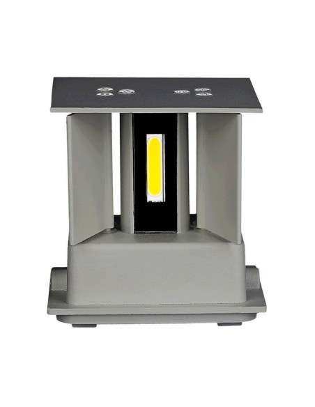 Lampada LED da Muro Quadrata Doppio LED COB 6W 110LM/W Grigio Satinato Fascio Luminoso Regolabile 3000K IP65