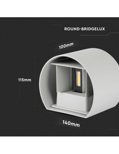 7083-Lampada LED da Muro Arrotondata Doppio LED COB  LM/W Colore Grigio Satinato Fascio Luminoso Regolabile  -3
