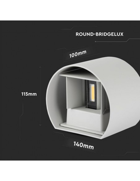 7083-Lampada LED da Muro Arrotondata Doppio LED COB  LM/W Colore Grigio Satinato Fascio Luminoso Regolabile  -3