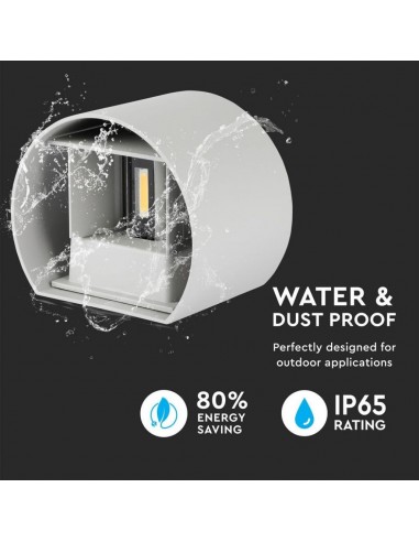 7083-Lampada LED da Muro Arrotondata Doppio LED COB  LM/W Colore Grigio Satinato Fascio Luminoso Regolabile  -5