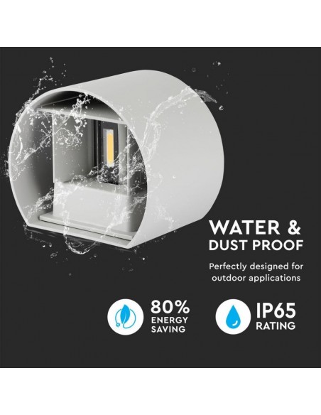 7083-Lampada LED da Muro Arrotondata Doppio LED COB  LM/W Colore Grigio Satinato Fascio Luminoso Regolabile  -5