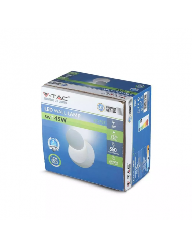 7086-Lampada LED da Muro Arrotondata LED COB  LM/W Colore Bianco Satinato Ruotabile  Fascio Luminoso Regolabile  IP-2