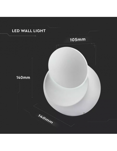 7086-Lampada LED da Muro Arrotondata LED COB  LM/W Colore Bianco Satinato Ruotabile  Fascio Luminoso Regolabile  IP-3