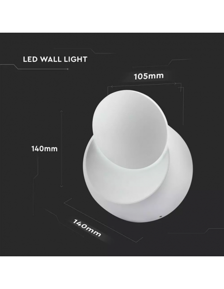 7086-Lampada LED da Muro Arrotondata LED COB  LM/W Colore Bianco Satinato Ruotabile  Fascio Luminoso Regolabile  IP-3